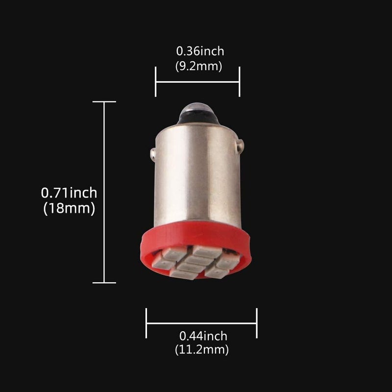 Grandview BA9 BA9S 53 57 1895 64111 White Car Vehicle BA9S Red Super Bright LED Bulbs Used for Side Door Courtesy Lights Map Lights - Pack of 10 - Image 2